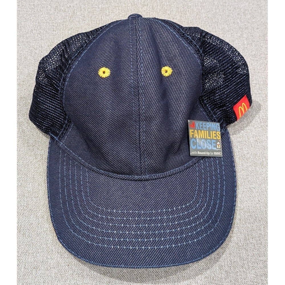 McDonalds Trucker Hat Unisex OSFM Navy Blue Excellent RMHC Pin Denim Mesh Cap
